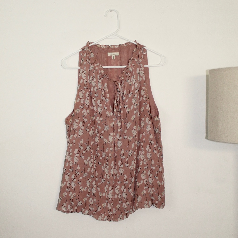 Women's Max Studio Sleeveless Floral Blouse, Size Large